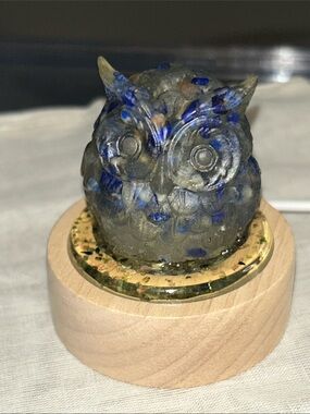 Sodalite Stone Owl Nightlight Represents The Goddess of Love. Owl 1.5”x 1.5” NWT